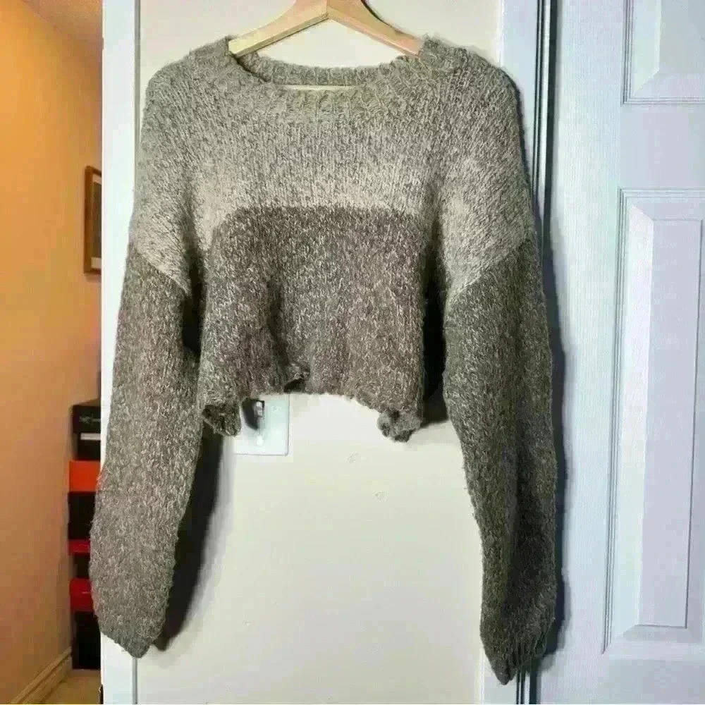 🔥Garage Cropped Knitted Sweaters  Stretch Relaxed fit Oversized Cozy Mocha